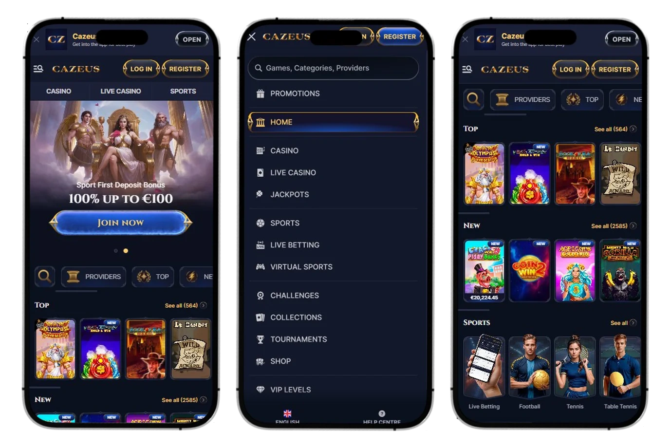 Cazeus Casino App-Screenshot
